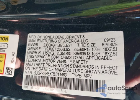 2024 Honda Cr-V Hybrid Sport-L from USA, damaged, VIN 5J6RS6H8XRL011463